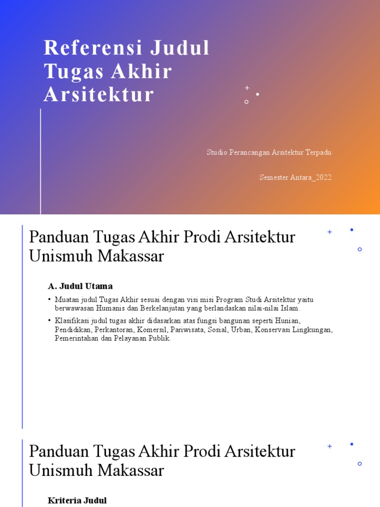 Panduan Judul Tugas Akhir Arsitektur | PDF