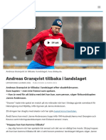 Andreas Granqvist Tillbaka I Landslaget - SVT Sport