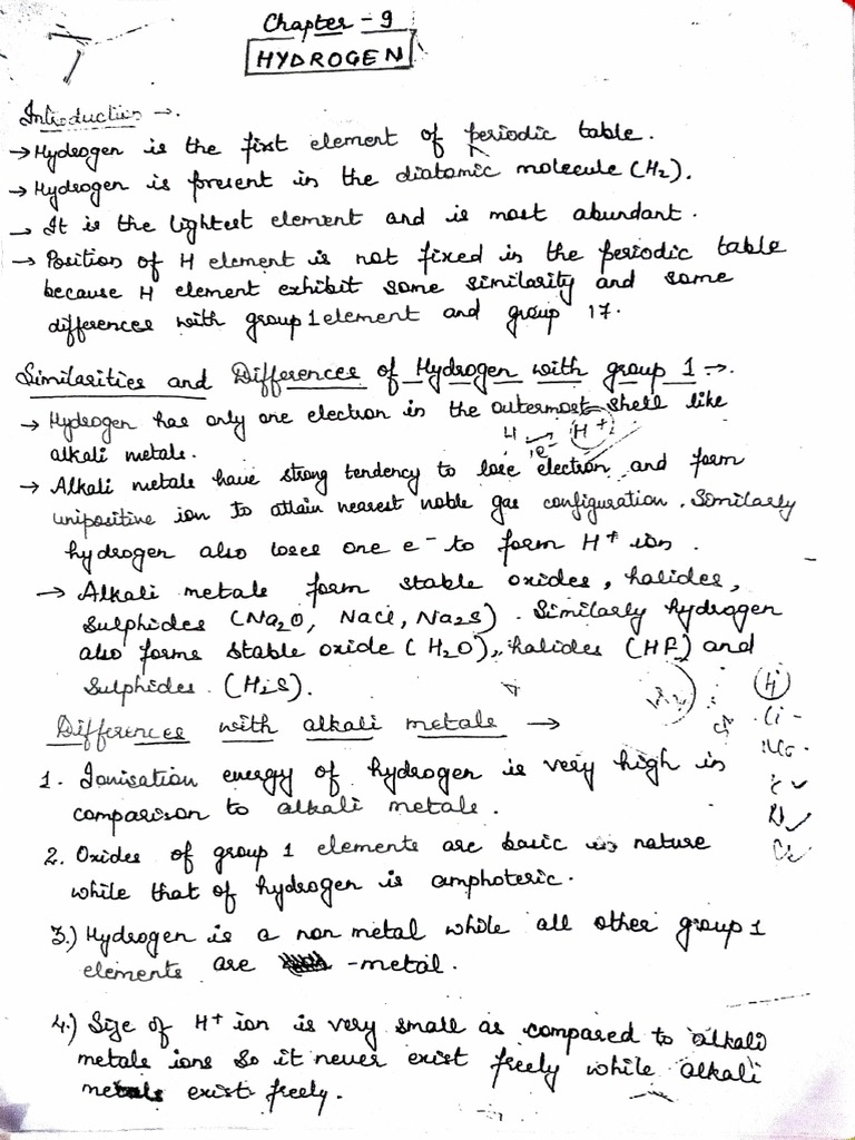 Hydrogen Notes PDF