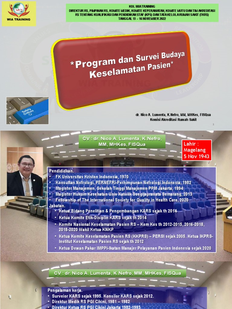 Drnico program dan survei budaya keselamatan pasien kol kps tkrs nov