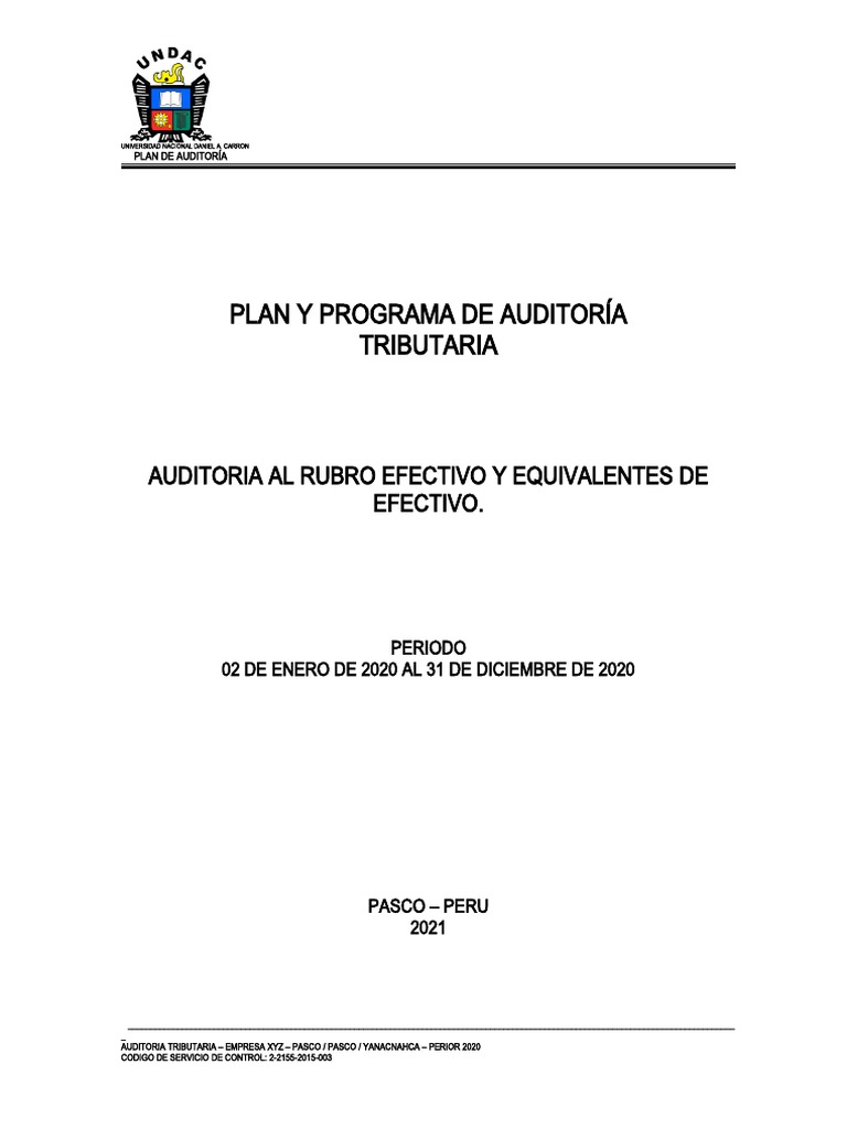 S6 - Plan y Programa de Auditoria Tributaria | PDF | Auditoría ...