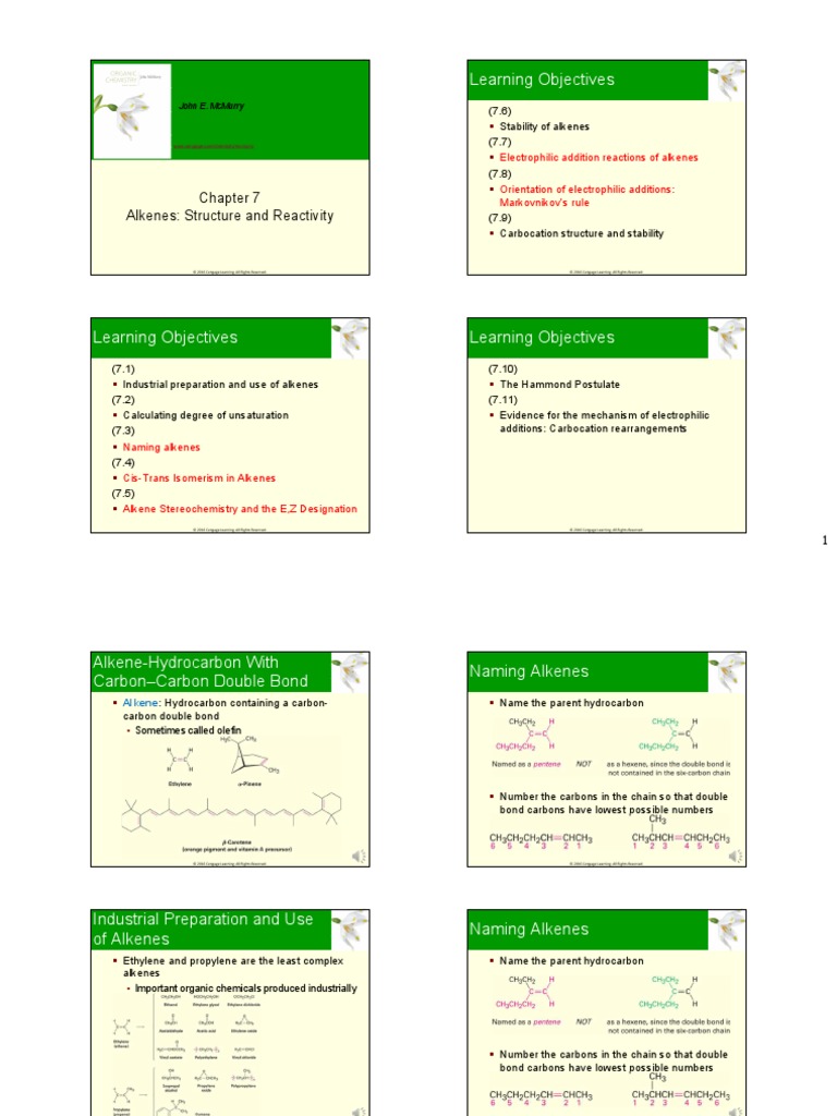 Chem - Chapter 7 and 9 | PDF | Alkene | Chemical Reactions
