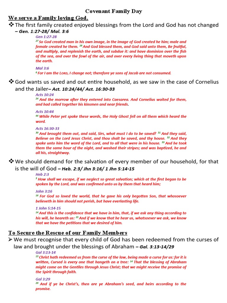 Covenant Family Day Service Guide | PDF | David | Covenant (Biblical)