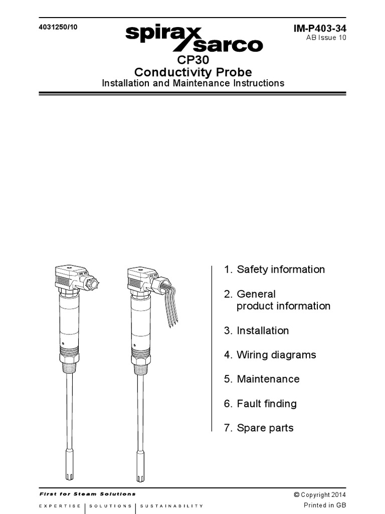 CP30 Conductivity Probe Installation and Maintenance Instructions PDF Electrical Connector