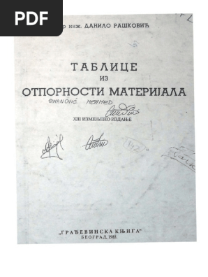 29/2-F4 専用 Tablice Iz Otpornosti Materijala Danilo Raskovic | PDF