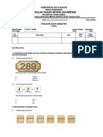 Soal PAS Matematika - Kelas 2 Semester 1