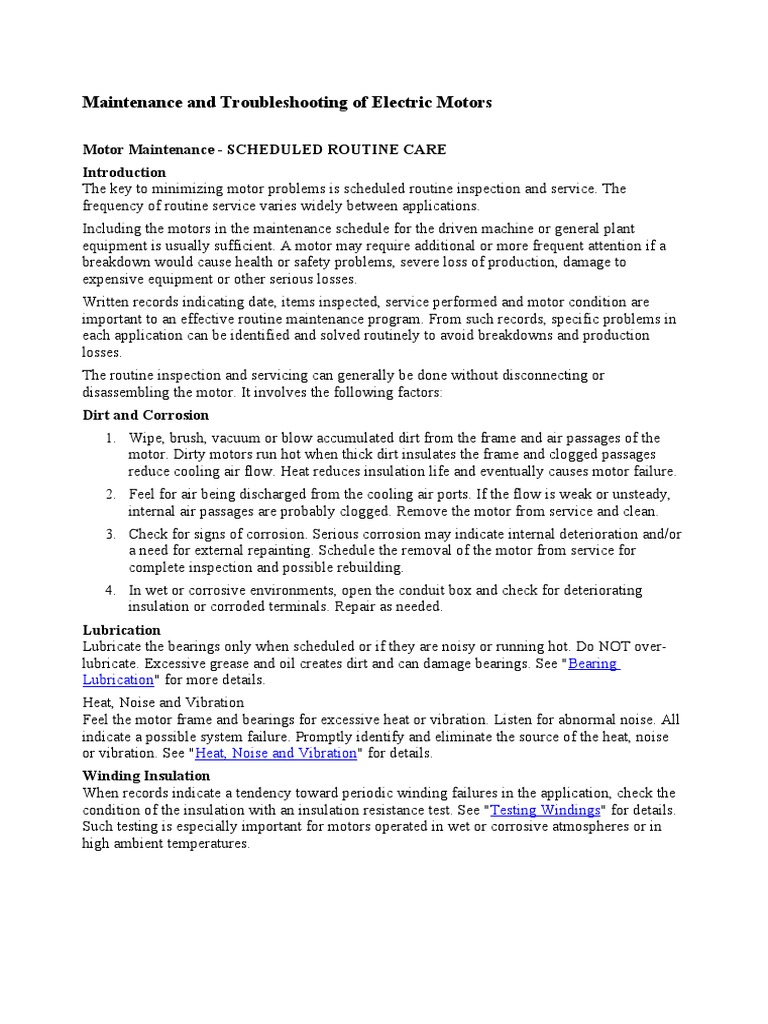 Maintenance and Troubleshooting of Electric Motors PDF