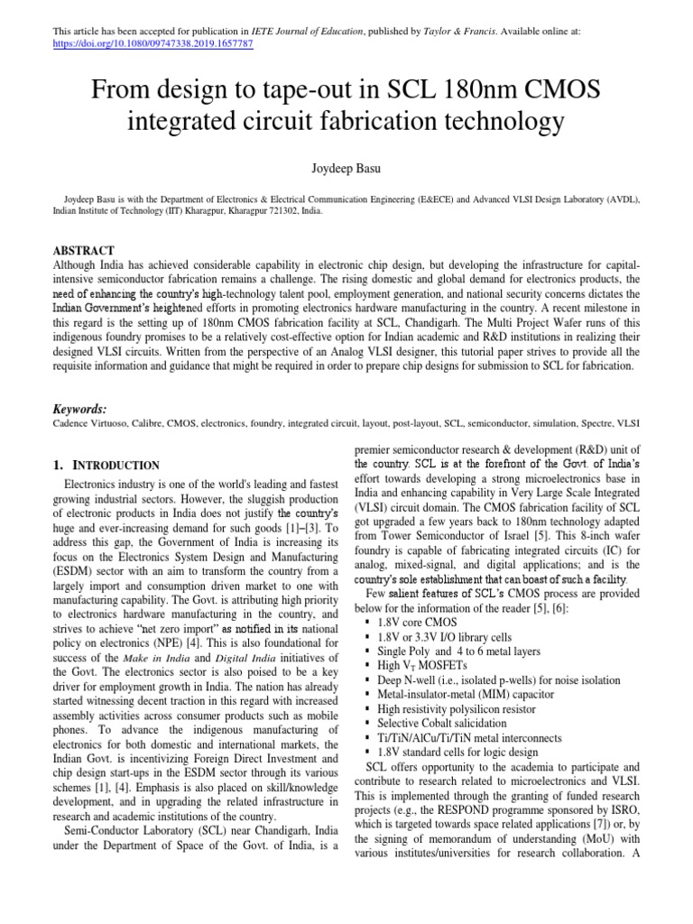 From Design To TapeOut in SCL 180nm CMOS Integrated Circuit