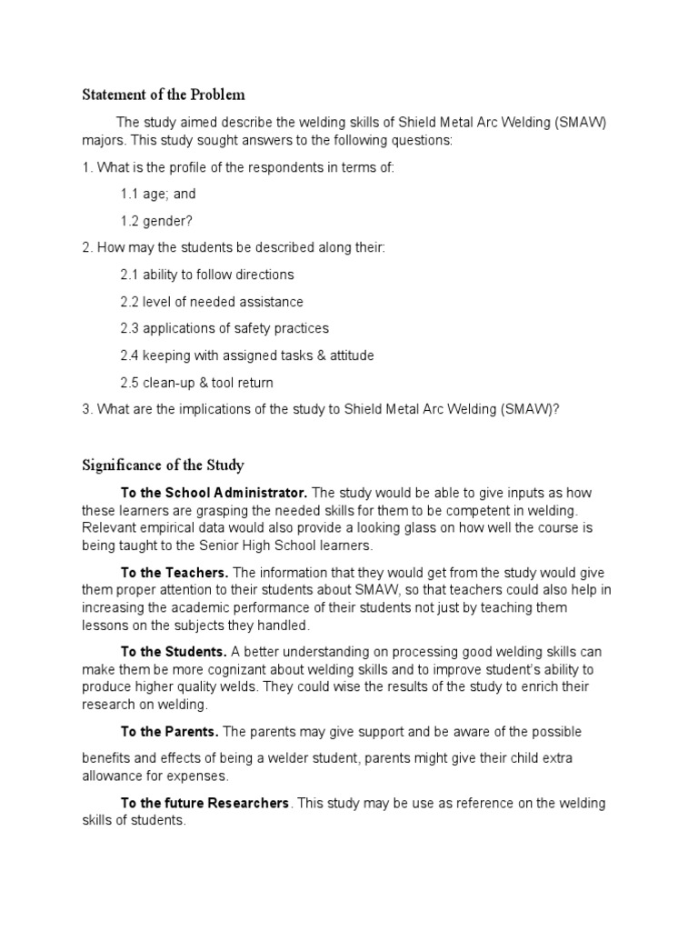 Assessing SMAW Skills in Grade 12 Students | PDF