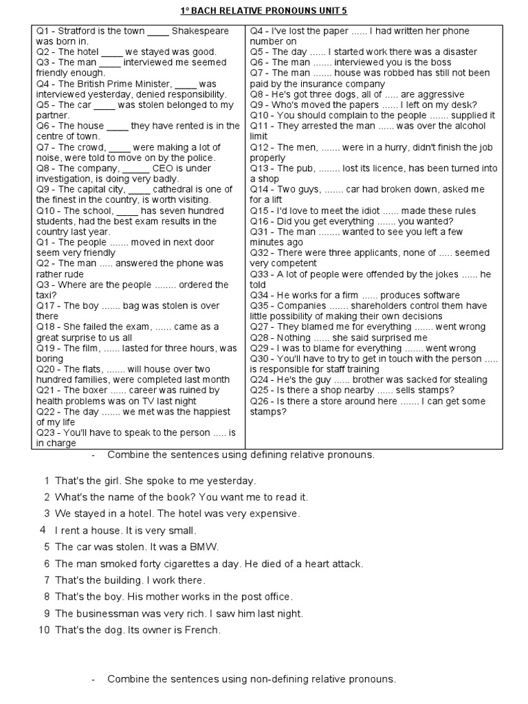 Relative Pronouns Pdf