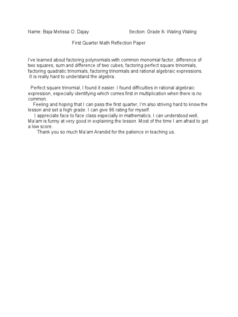 Reflection Paaper | PDF