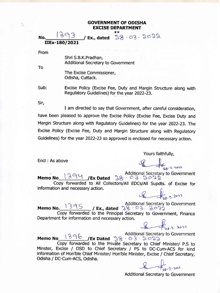 Odisha Excise Policy 2022-23 Guidelines | PDF | Alcoholic Drinks | Drink