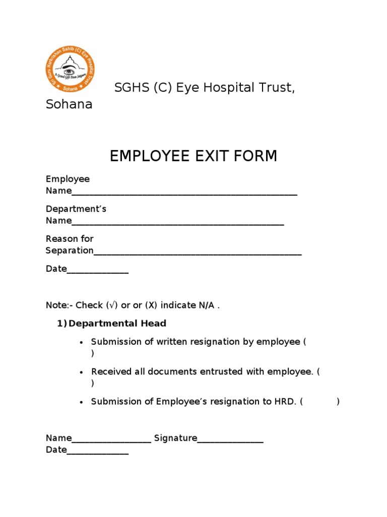 Employee Exit Clearance Form | PDF