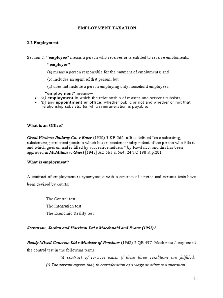 Understanding Employment Taxation Rules | PDF | Employment | Employee ...