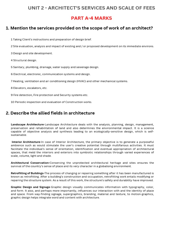 Architect's Services and Fee Structure | PDF | Architect | Design