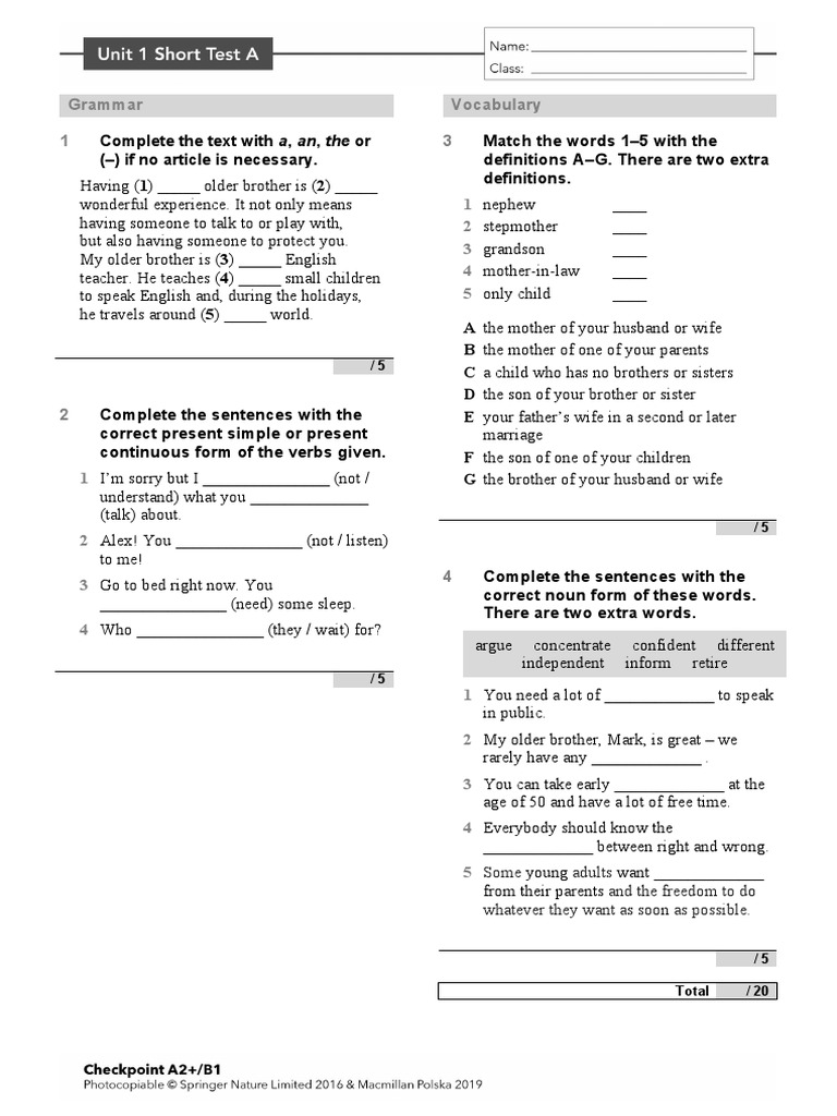checkpoint-a2-b1-unit-1-short-test-a-pdf-english-language-languages