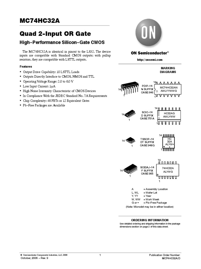 Datasheet Ic 74hc32a | PDF | Cmos | Electrical Engineering