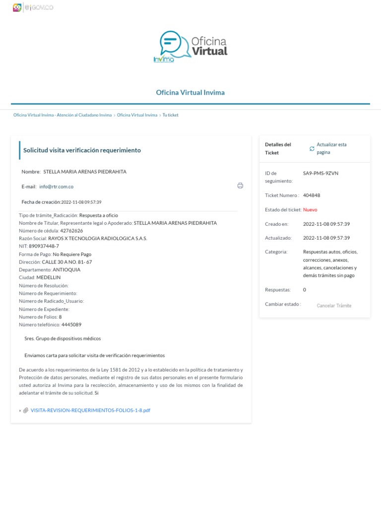 Oficina Virtual Invima SA9-PMS-9ZVN | PDF | Informática