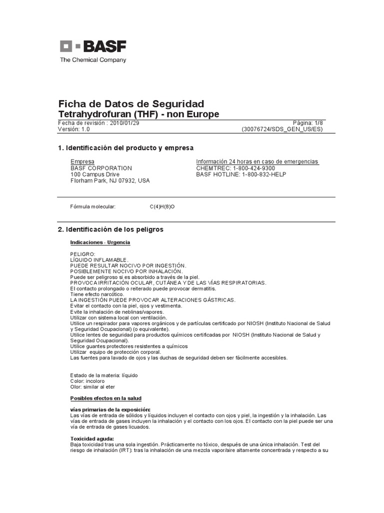 Msds thf espa ol pdf