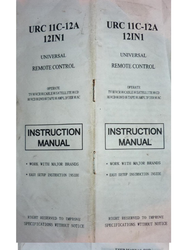 Manual URC1917 - TD - Systems - Remote - RDN1171117, PDF, Control remoto