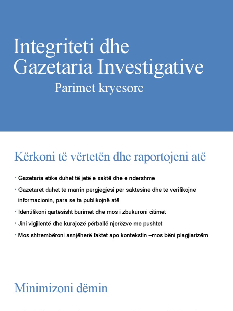 Integriteti - Gazetaria Investigative | PDF