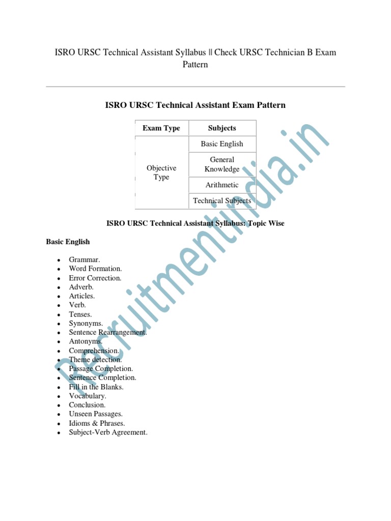 ISRO URSC Technical Assistant Syllabus | PDF | Electronics 