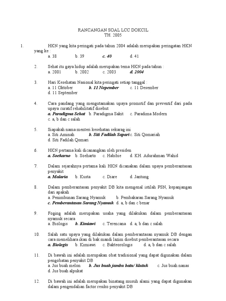 Rancangan Soal Lcc Dokcil 05