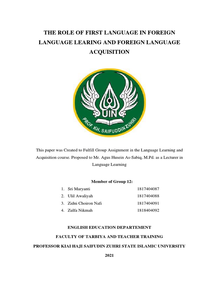 The Role of F 1 in FLL and FLA | PDF | Second Language Acquisition ...