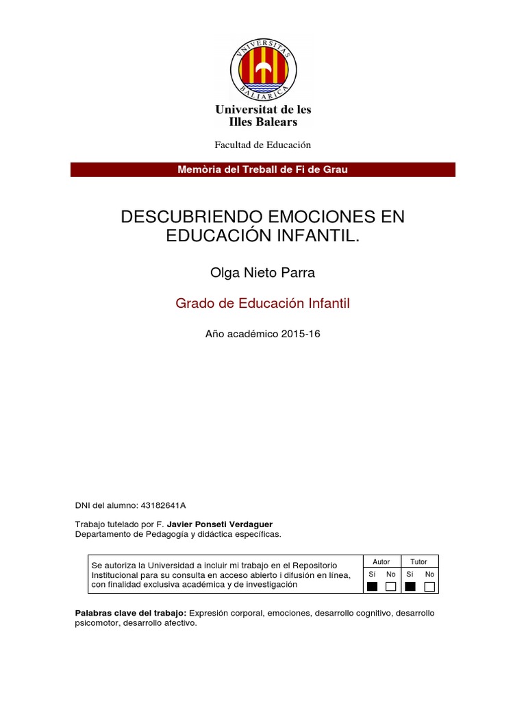 Emociones en Educación Infantil | PDF | Las emociones | Inteligencia