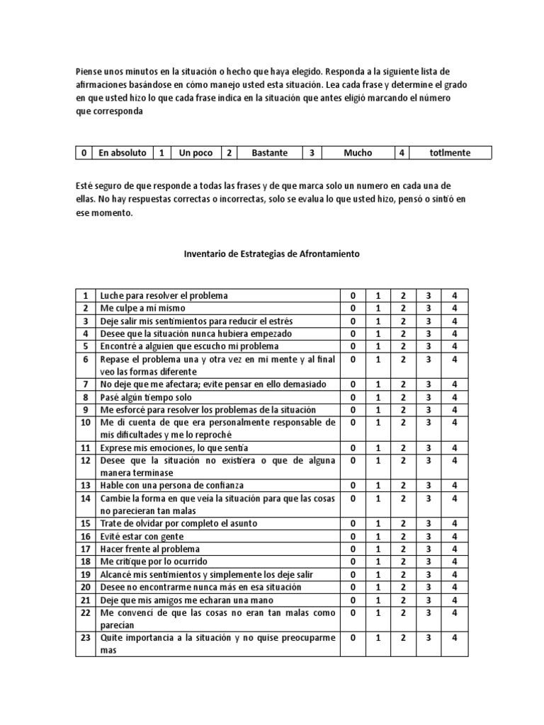 Test de Estrategias de Afrontamiento | PDF