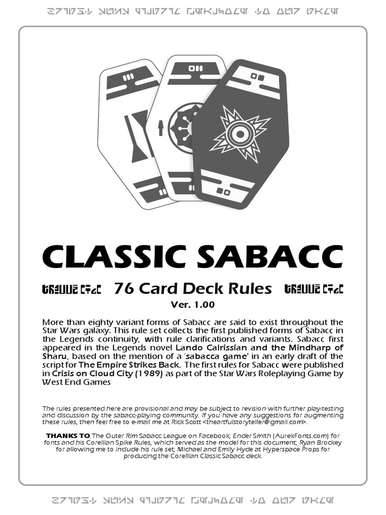 How To Play Sabacc PDF - 1707400141