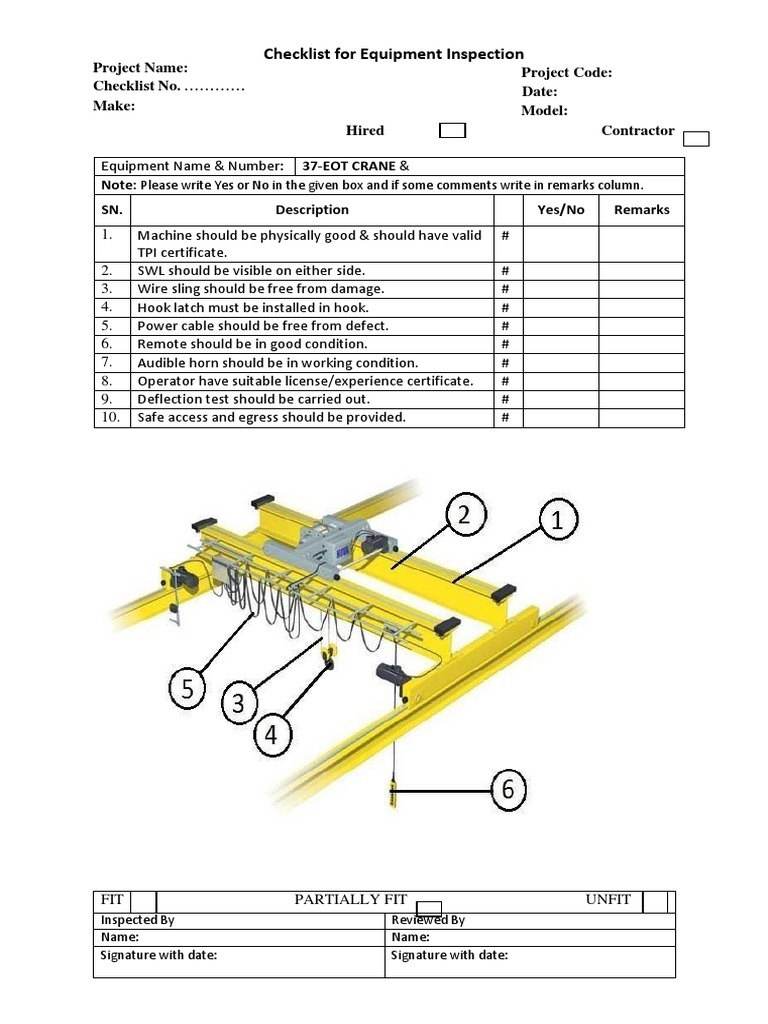EOT Crane Safety Inspection Checklist PDF
