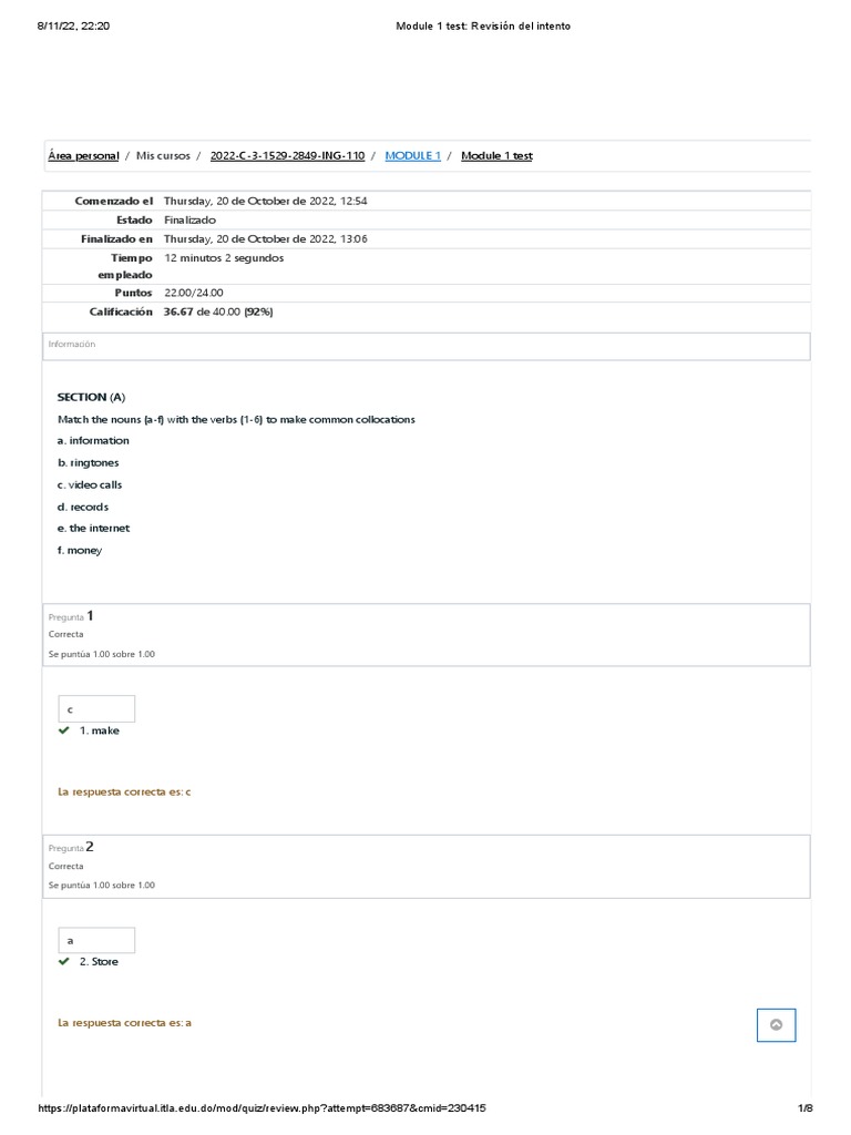 Examen del Módulo 1: Resultados y Revisión | PDF | Métodos y materiales ...