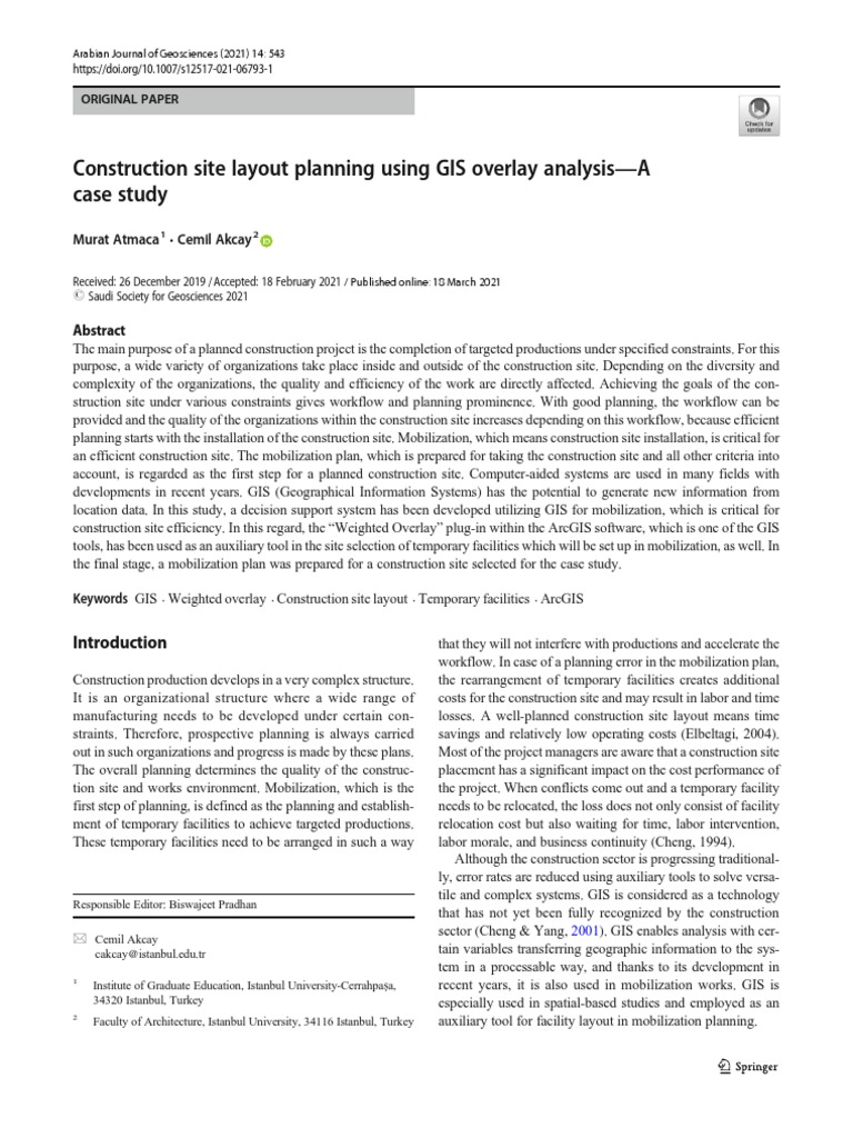 L1 Construction site layout planning using GIS overlay analysis PDF