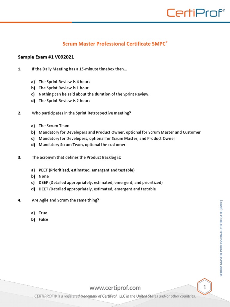 Sample+Exam+#1+-+SMPC®+(V092021)+EN | PDF | Scrum (Software Development ...