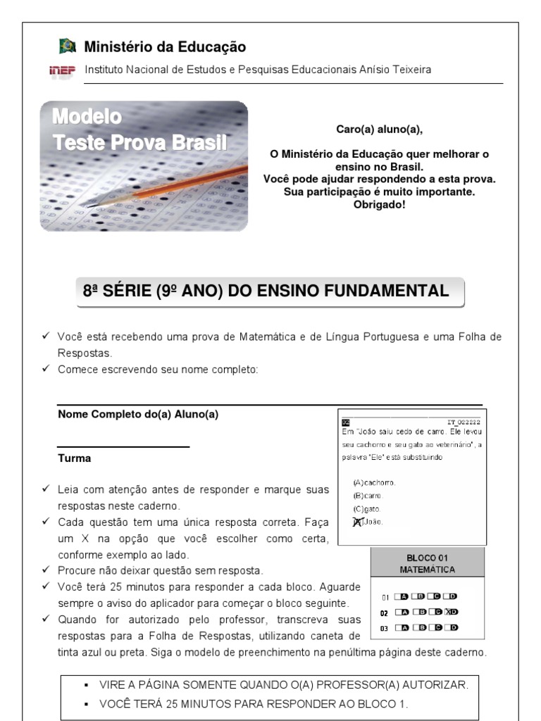 Prova Brasil Modelo 9º Ano | PDF | Clonagem | Árvores