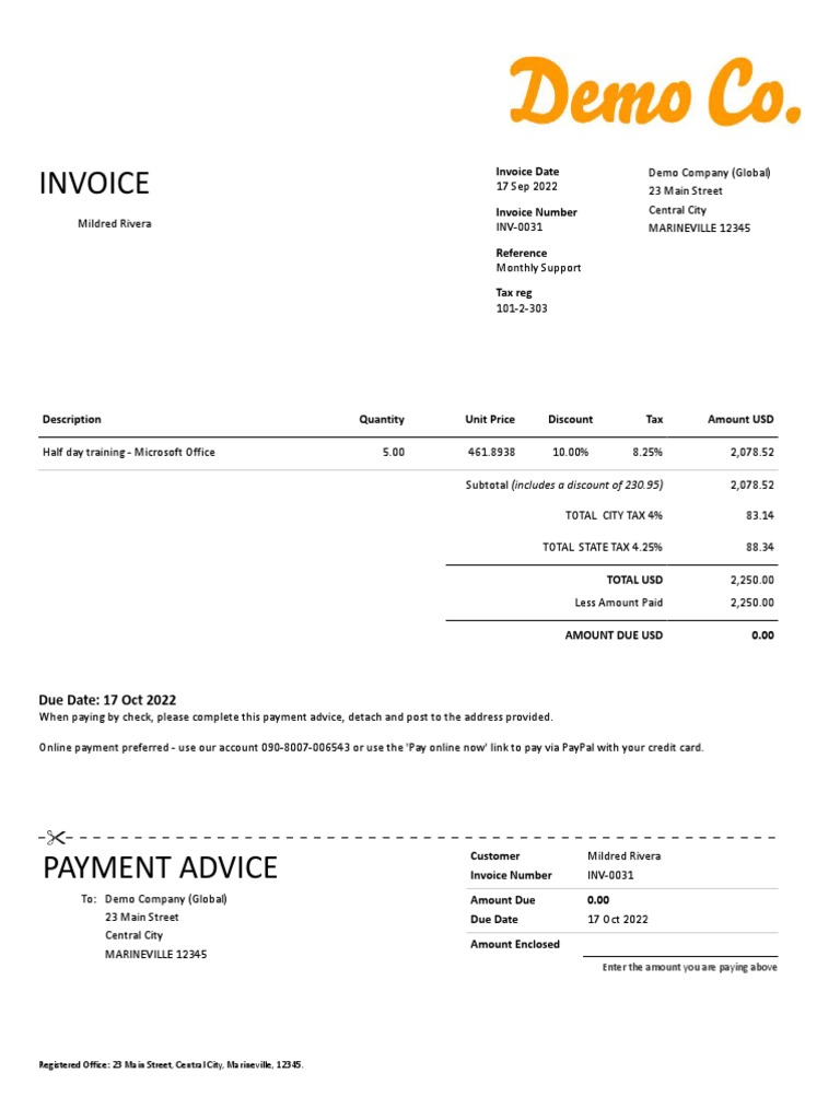Invoice INV 0031 | PDF | Invoice | Payments