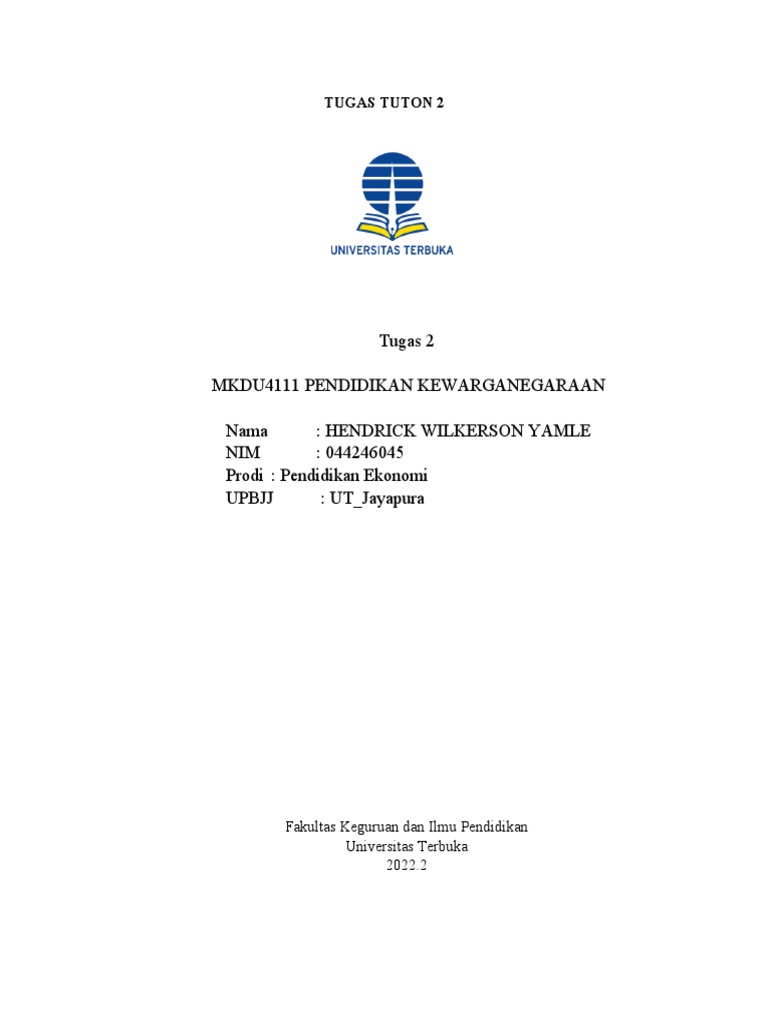 Tugas 2 TUTON MKDU4111 | PDF | Ilmu Sosial