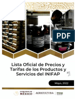 Lista Oficial de Precios y Tarifas de Los Productos y Servicios Del Inifap