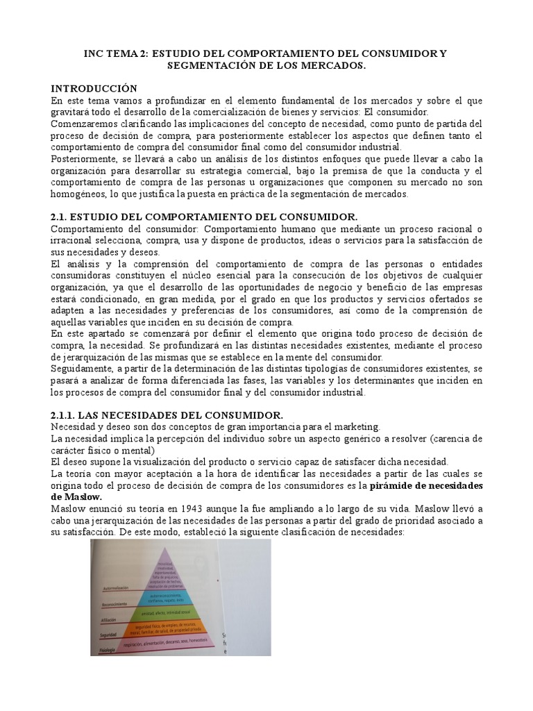 Inc Tema 2: Estudio Del Comportamiento Del Consumidor Y Segmentación de ...