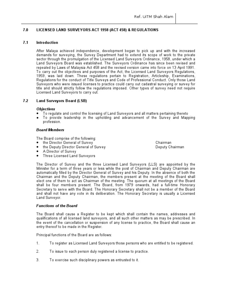 Licenced Land Surveyors Act & Regs Surveying License Free 30day