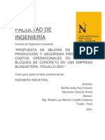 Propuesta de mejora en áreas de producción y seguridad para reducir costos operacionales en línea de bloques de concreto