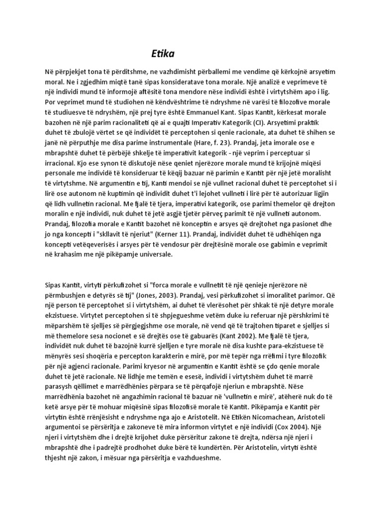 Etika Dhe Mbarevajtja e Saj Ne Filozofi PDF