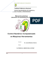 Control Numérico Computarizado en Maquinas Herramientas: Manual de Prácticas