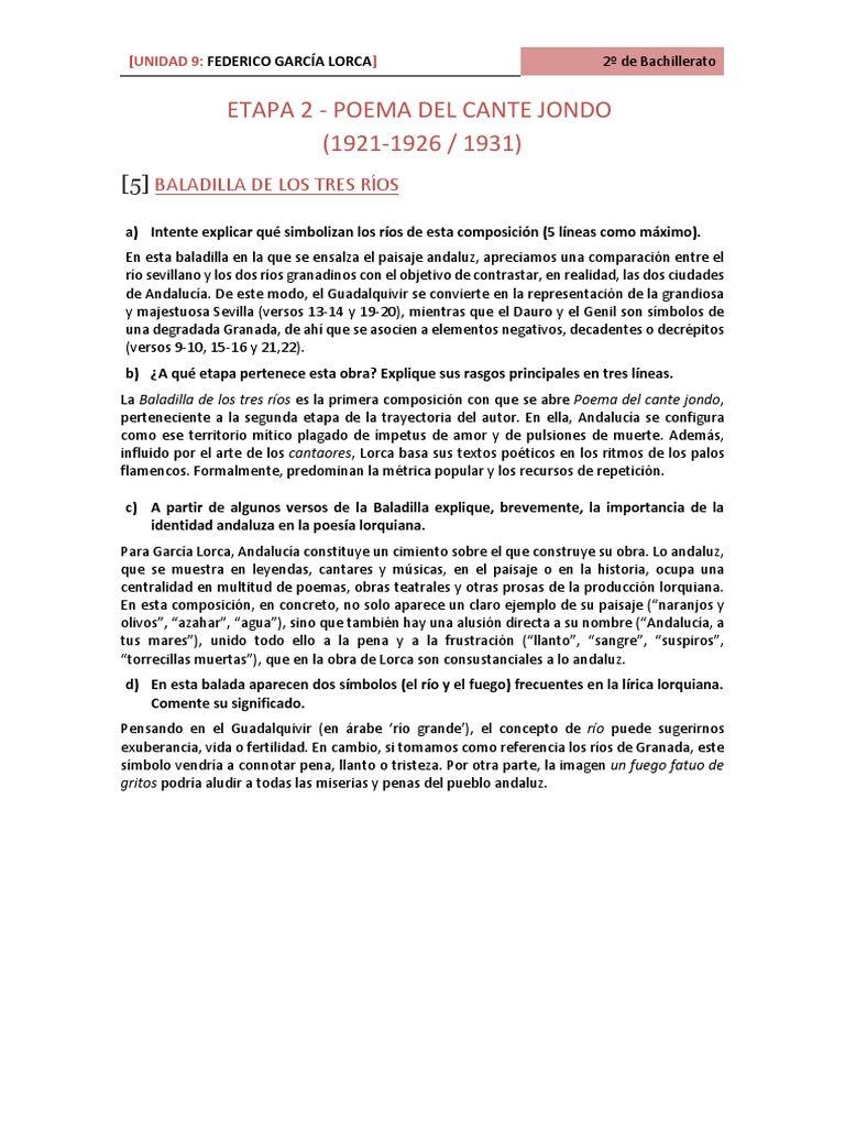 Baladilla de Los Tres Ríos y Sorpresa | PDF | Federico García Lorca ...