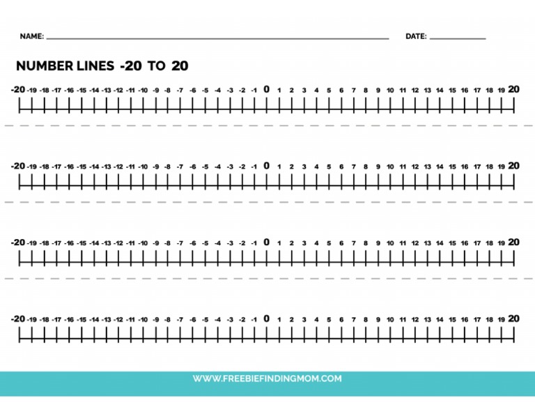 Free Printable Number Line Negative and Positive To 20 | PDF