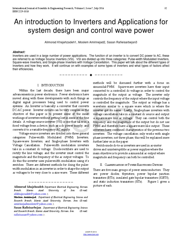 An Introduction To Inverters and Applications For System Design and ...