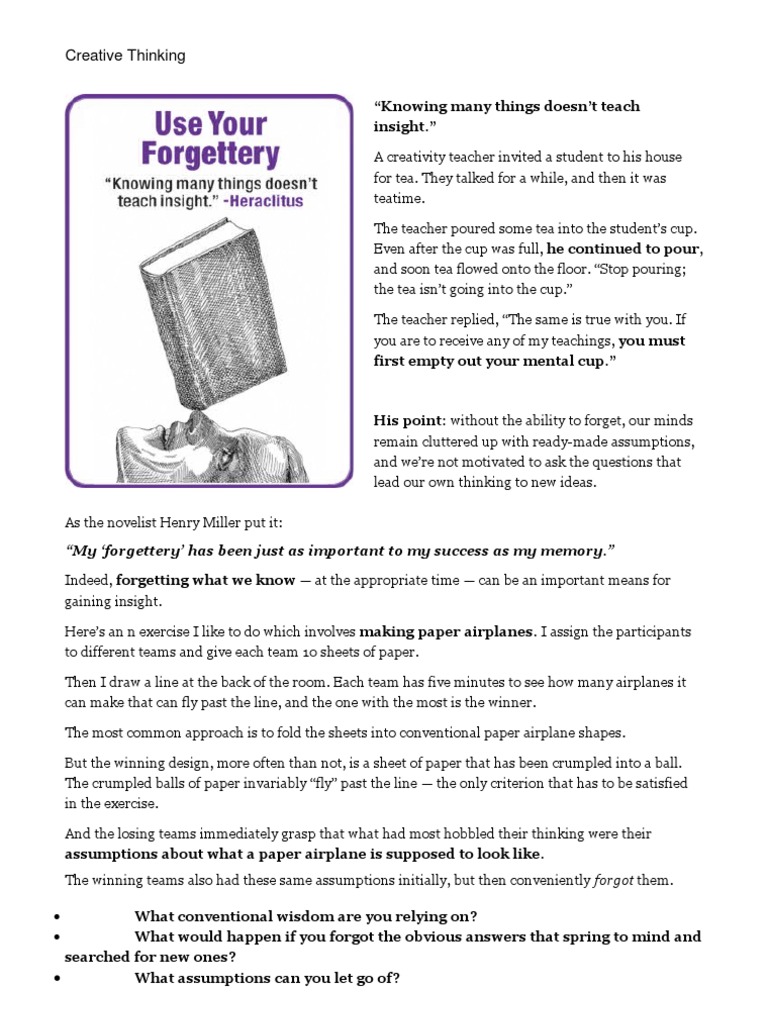 The Power of Forgetting in Creativity | PDF | Cognition | Cognitive Science