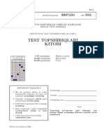 Test Topshiriqlari Kitobi: O Zbekiston Respublikasi Vazirlar Mahkamasi Davlat Test Markazi