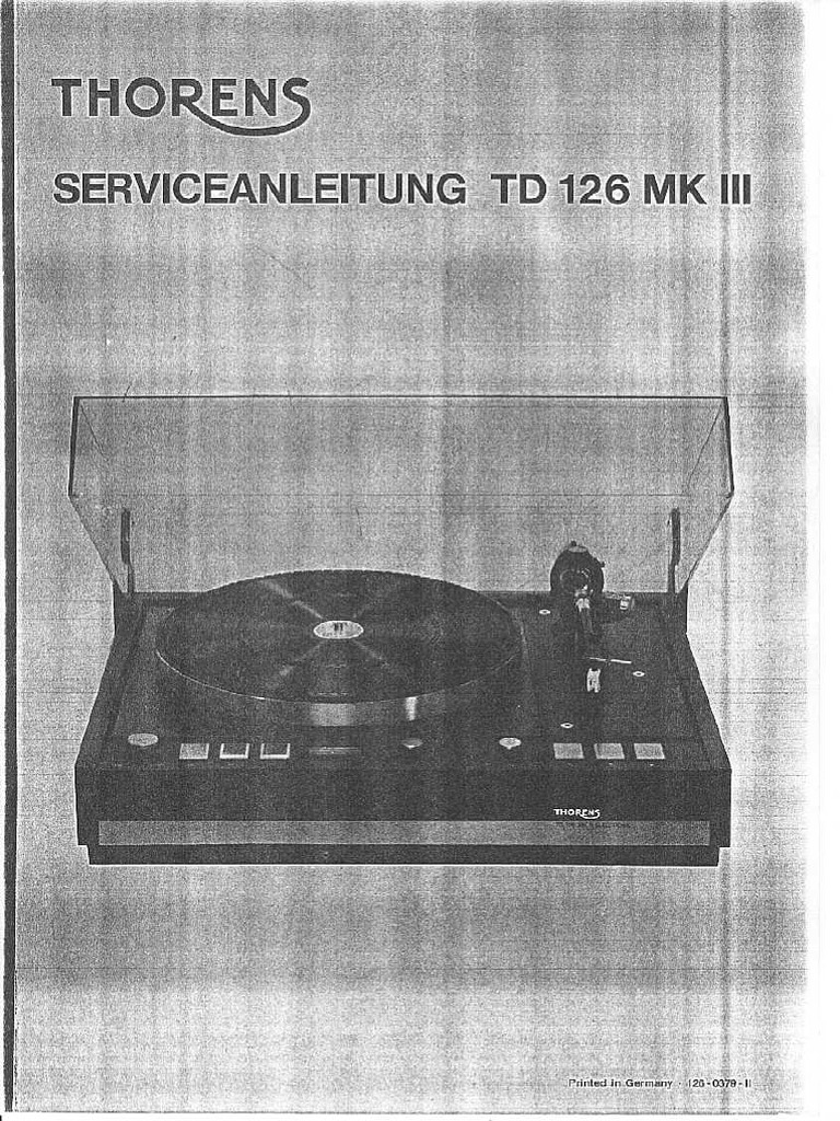 Thorens TD-126 Mk3 Service Manual | PDF